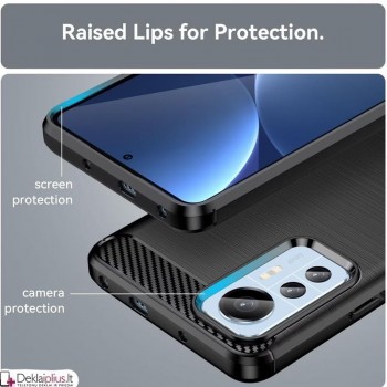 Carbon guminis dėklas - juodas (Xiaomi 12 Lite) Carbon guminis dėklas - juodas (Xiaomi 12 Lite)